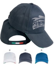 Cappellino in cotone, 5 pannelli con visiera sandwich tricolore e ricamo tricolore sulla regolazione a velcro)