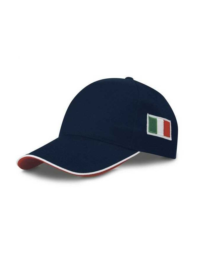 Cappello 5 pannelli con piping blu