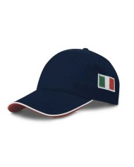 Cappello 5 pannelli con piping blu