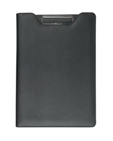 Cartella portablocco in PU. Blocco di 20 fogli a righe, molla in metallo e portapenne