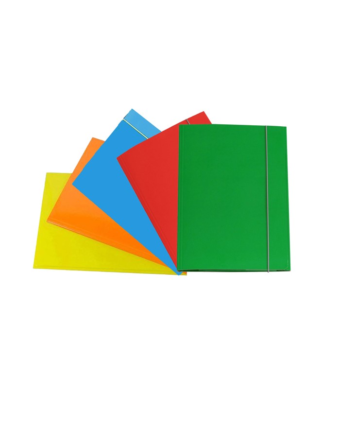 Cartellina con elastico cartone plastificato 3 lembi 25x34cm colori assortiti Cartotecnica del Garda (Min.Mul./10)
