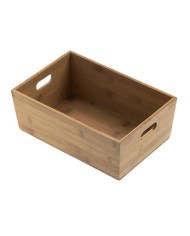 Cassetta in bamboo rettangolare con manici 20x15x9cm