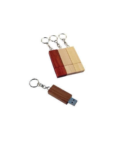 Chiavetta USB 4 Gb in legno con portachiavi in metallo