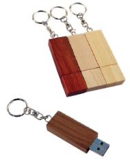 Chiavetta USB 4 Gb in legno con portachiavi in metallo