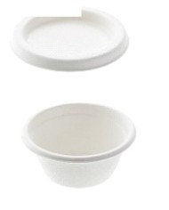 Ciotolina rotonda per salse con coperchio in polpa di cellulosa Ø6,8x3cm 59ml 50pz