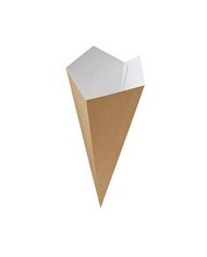 Cono per fritti in carta + PE avana con interno bianco 500ml 9,5x9,5x22,5cm 50pz