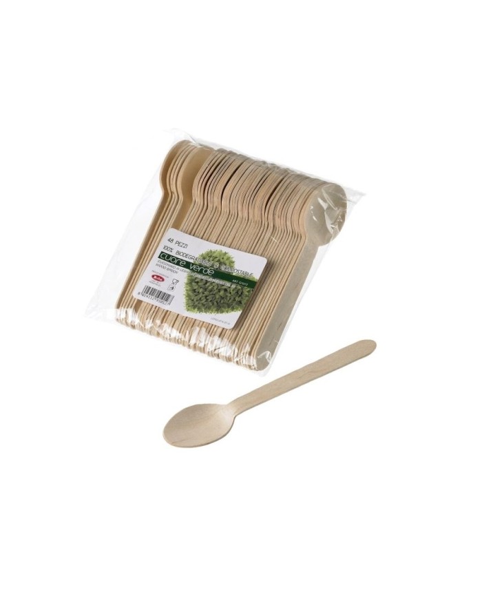 Cucchiaio in legno biodegradabile 16cm 48pz