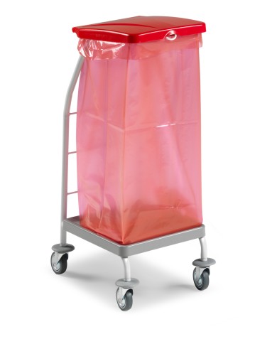 Dust 4160 70L Carrello per raccolta rifiuti in metallo verniciato Rilsan, con ruote ø80mm e coperchio