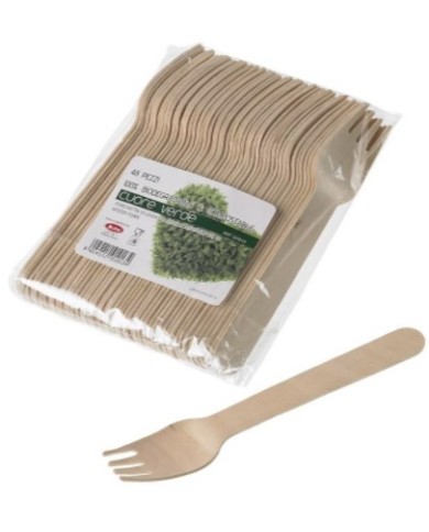Forchetta in legno biodegradabile 16cm 48pz