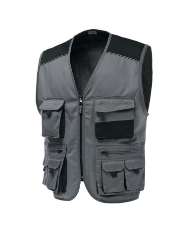 Gilet Multitasche Safari/2 Poly/Cot. Grigio