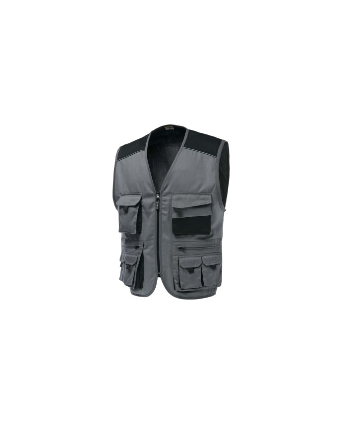 Gilet Multitasche Safari/2 Poly/Cot. Grigio