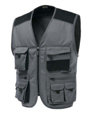 Gilet Multitasche Safari/2 Poly/Cot. Grigio