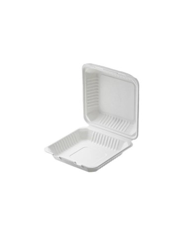 Hamburger box compostabile in polpa di cellulosa 23x22x9,5cm 4300ml 25pz