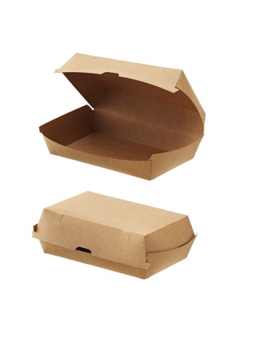 Hamburger box havana in carta + PE 1220ml 19x11x7cm 50pz