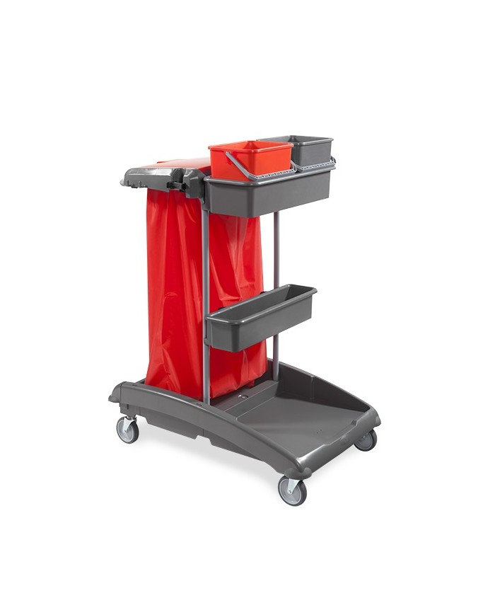 IDEATOP1 Carrello multiuso in plastica con portaoggetti e secchi (Montato)