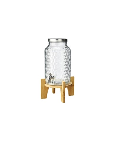 Jar in vetro con decoro base in bambù 5,6l 41x23x23cm