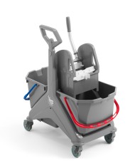 Nickita Tec 15+15LT Carrello lavaggio doppio con strizzatore professionale a ganasce