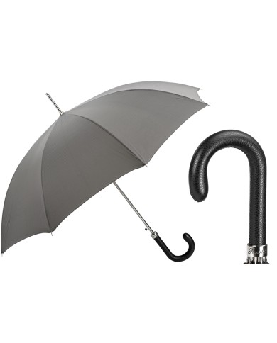 Ombrello automatico grigio con manico e puntali gommati