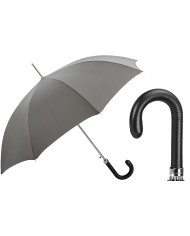 Ombrello automatico grigio con manico e puntali gommati
