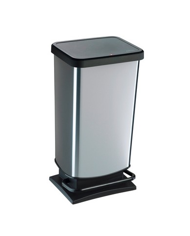 Pattumiera a pedale Paso 35x26x68 cm 40 L PPL metallizzato nero/argento Rotho