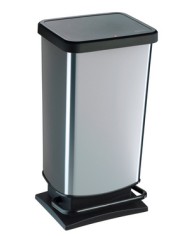 Pattumiera a pedale Paso 35x26x68 cm 40 L PPL metallizzato nero/argento Rotho