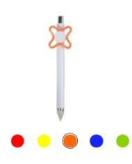 Penna a scatto in plastica bianca con spinner colorato