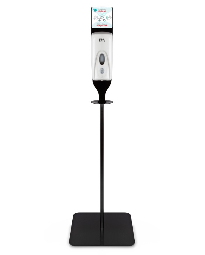 Piantana con dispenser disinfettante automatico con finestra di controllo