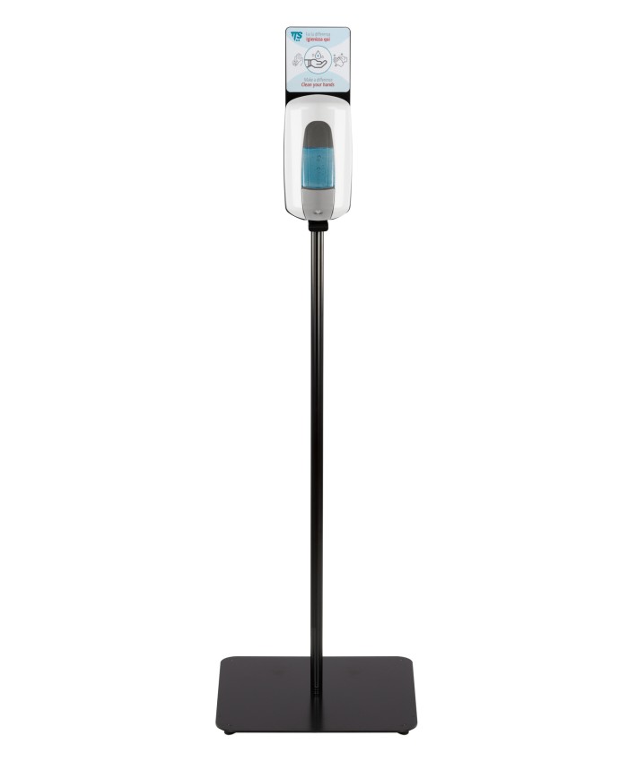 Piantana Square per dispenser disinfettante con deposito trasparente (dispenser e coperchio interno esclusi)