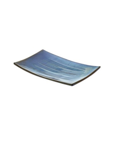 Piatto in melamina blu decorato Ibiza 25,6x15,7x3,4 cm