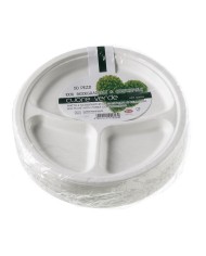 Piatto rotondo in polpa di cellulosa compostabile 3 scomparti Ø26cm 50pz