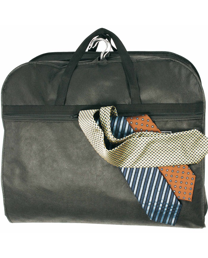 Porta-abiti da viaggio in TNT 80 g/m2, con scomparto esterno e finestrella identificazione