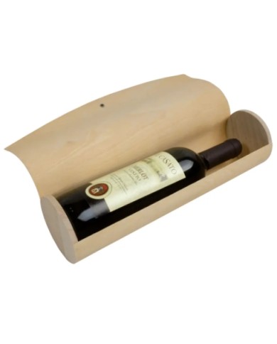 Portabottiglia cilindrico in legno di pino (1 bottiglia) con elastico