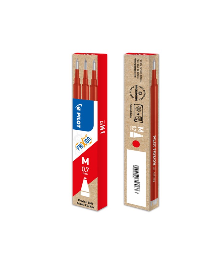 Refill a sfera Frixionball punta 0,7mm rosso Pilot conf. 3 pezzi