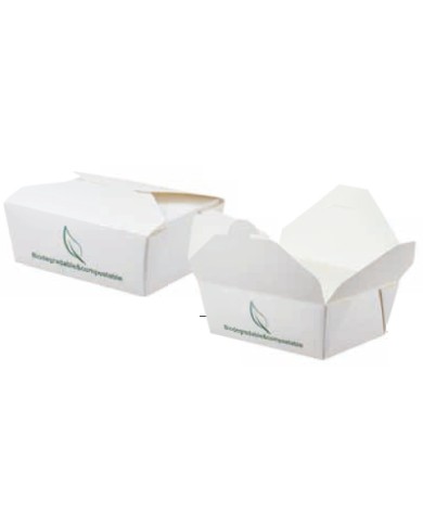 Take away box in carta + PLA 19,7x14x4x6,5cm 1480ml 25pz