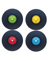 Tovagliette rotonde a forma di disco in vinile, colori assortiti Ø38 cmgiallo/rosso/verde/blu 4pz