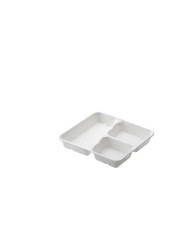 Vassoio Box take away 3 scomparti compostabile in polpa di cellulosa 24x22x4cm 25pz