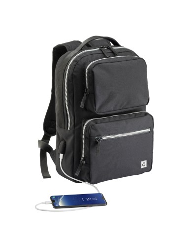 Zaino porta pc r-pet con presa USB. Compartimento imbottito per notebook. sistema di aggancio ai trolley