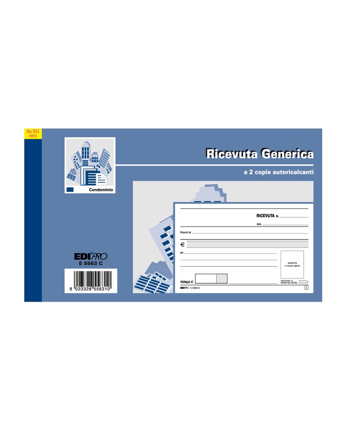 Blocco ricevute generiche 50 fogli 2 copie autoricaricanti 9,9x17cm 50 fogli Edipro