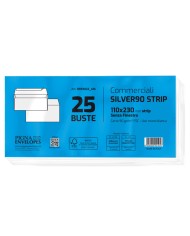 Busta Silver90 Strip FSC bianca internografata senza finestra 11x23CM 90gr Pigna conf. 25 pezzi