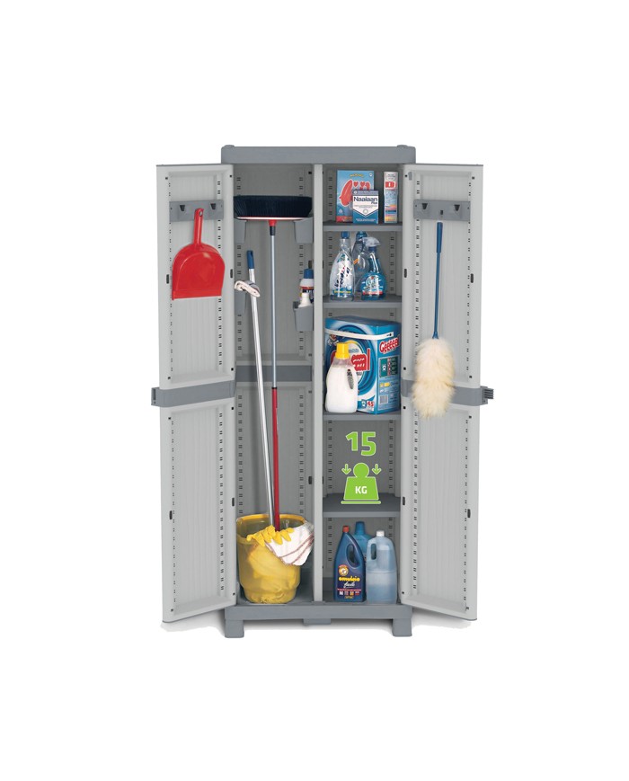 Armadio Domino Wave PPL a 2 ante base 3700 70x43,8x181,8cm grigio Terry