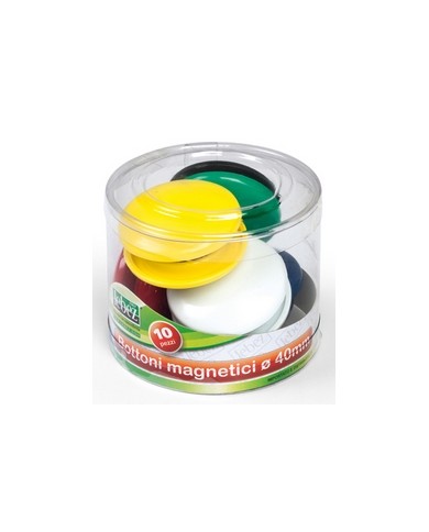 Bottoni magnetici tondi diametro 40 mm colori assortiti Lebez barattolo da 10 pezzi