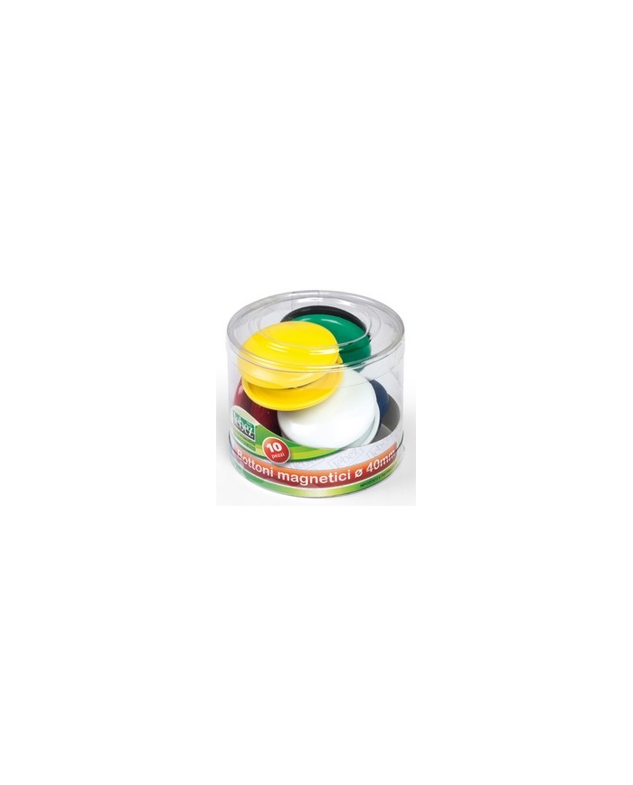 Bottoni magnetici tondi diametro 40 mm colori assortiti Lebez barattolo da 10 pezzi