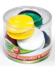 Bottoni magnetici tondi diametro 40 mm colori assortiti Lebez barattolo da 10 pezzi